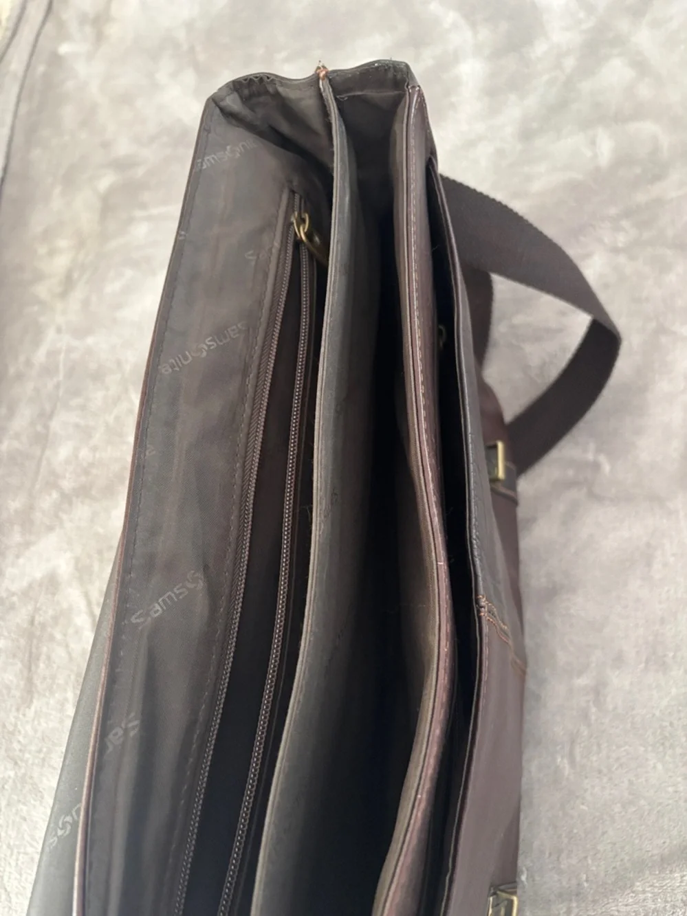Samsonite® Leather Portfolio, Brown Leather Messenger Bag ‎ Men -